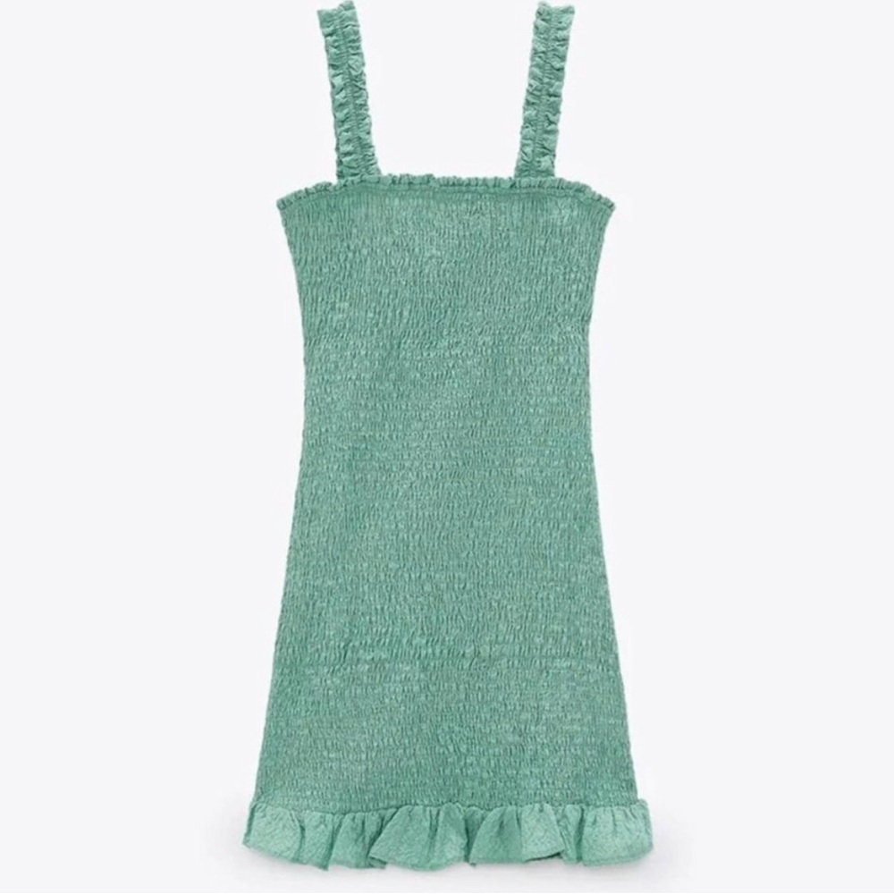 Zara Textured Green Mini Dress, XS